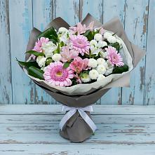 Букет цветов из:  Герберы, Альстромерии и Хризантемы в Нежинка