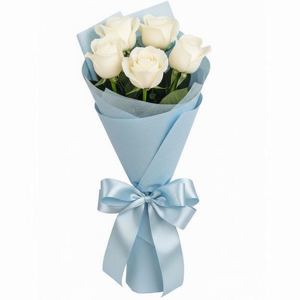 Букет 5 Белых роз Проуд в Нежинка