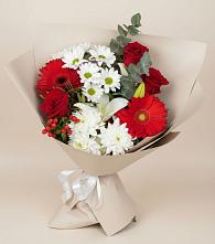 Букет цветов из:  Розы, Хризантемы, Герберы и Лилии в Нежинка