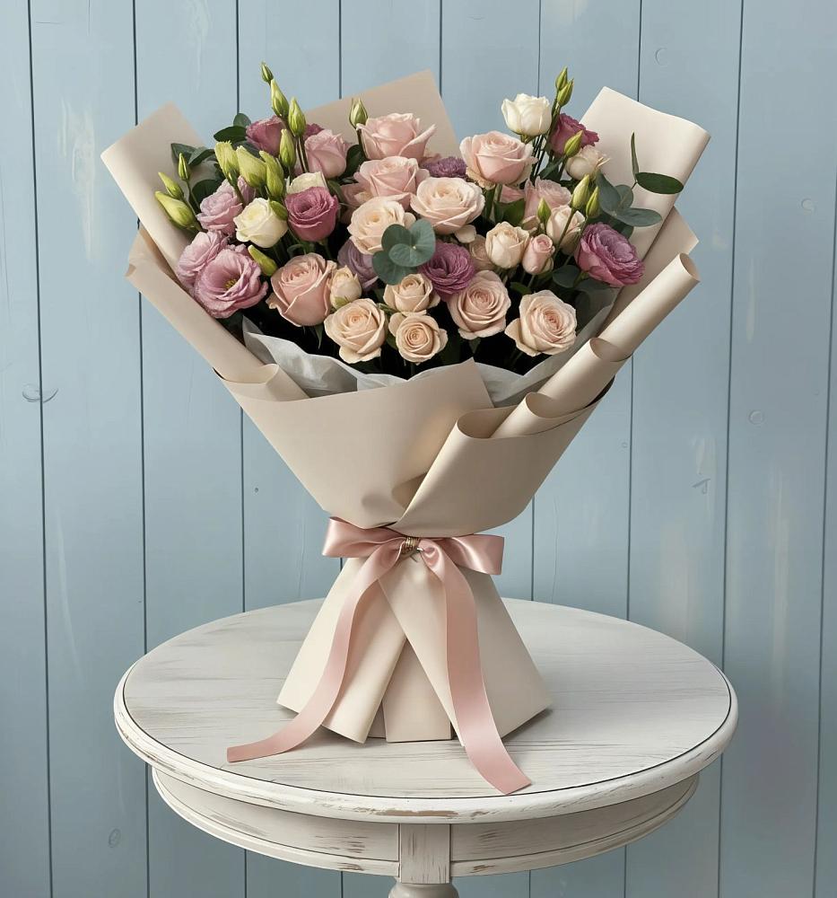 Букет цветов из: Розы и Лизиантусы в Нежинка