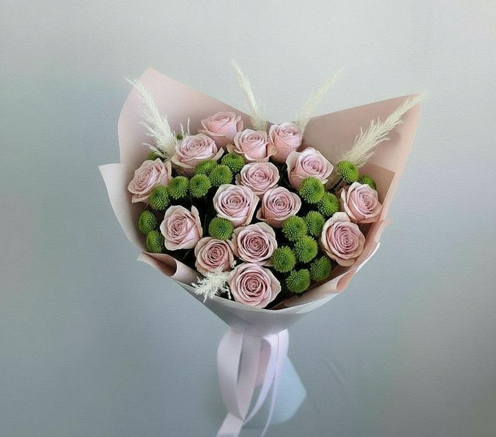 Букет цветов из: Розы и Хризантемы в Нежинка