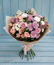 Букет цветов из:  Хризантемы, Розы и Альстромерии в Нежинка