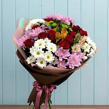 Букет цветов из:  Розы, Хризантемы и Альстромерии #REPLACE_PRED# Нежинка