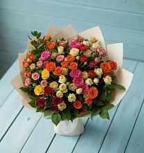 Букет Микс из разноцветных кустовых роз #REPLACE_PRED# Нежинка